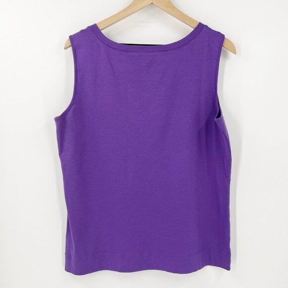 Bundle of 2 Lafayette 148 Cotton Stretch Tops XL Purple Tank Black T-Shirt - Picture 5 of 10